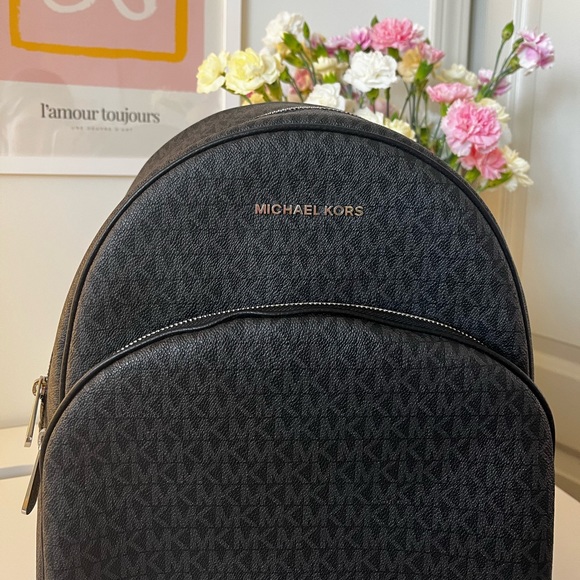 Black Leather Michael Kors Large Abbey Backpack - Picture 3 of 4